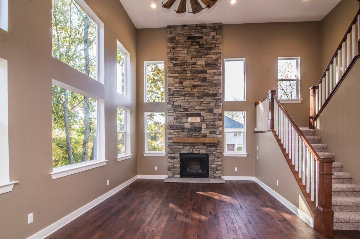Two Story Custom Craftsman - Living Room and Fire Place